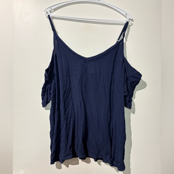 🎉4/30$🎉 Twik Blue Asymmetrical Camisole Off the ShoulderTop PTP 22in💙 - Picture 1 of 5